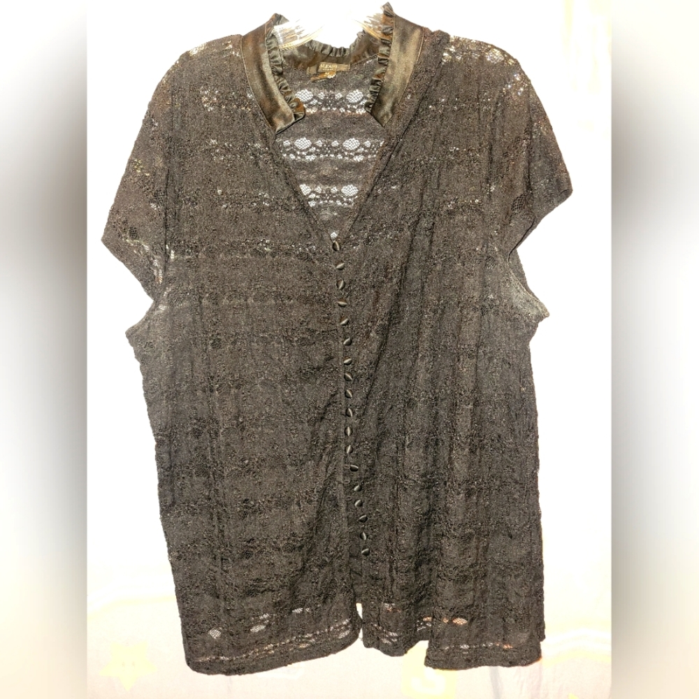 Alfani Woman Lace Button-down Blouse